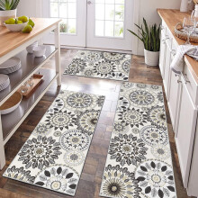 Ensemble de tapis de cuisine bohème 3 pièces antidérapants et lavables