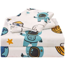 Blaues Astronauten-Kinderbettwäsche-Set, Mikrofaser, Einzelbett, 3-teilig