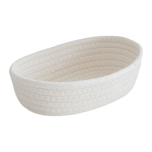 Petit panier de rangement ovale en coton naturel tressé