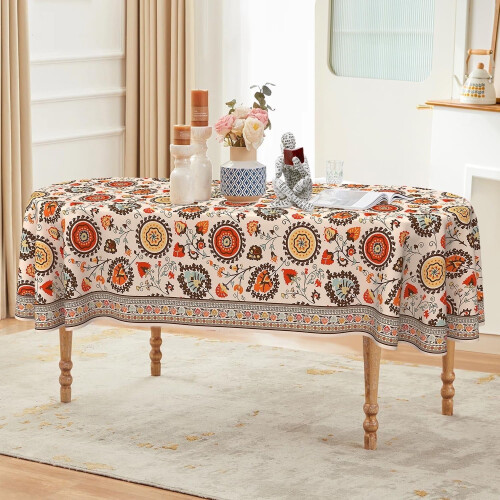 Oval dug 15x21 cm, Vintage Boho Blomsterprint, Polyester