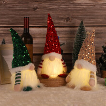 Decorațiuni de pluș cu LED-uri, gnome, 3 bucăți
