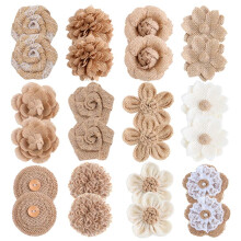 24 fleurs en toile de jute naturelle, 12 styles pour loisirs créatifs