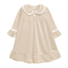 Chemise de nuit marron pour fille – Coton-polyester doux, longue