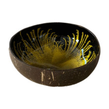 Bol décoratif en coquille de noix de coco jaune (1 pièce)
