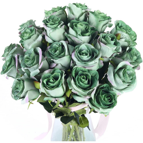 10 rosas pretas de seda realistas com hastes flexíveis.