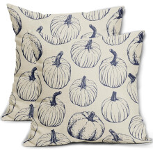 Housses de coussin citrouille bleu foncé 45 x 45 cm (lot de 2)