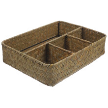 Panier de rangement tressé en jonc 26,5 x 21 x 6 cm