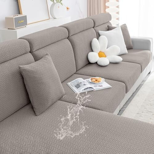 Housse de canapé extensible imperméable en jacquard, lavable et élastique