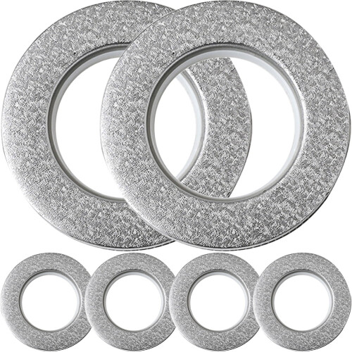 Lot de 6 œillets de rideaux en plastique gris clair