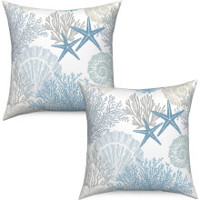 Housses de coussin bleues à motif nautique 50 x 50 cm (lot de 2)