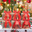 Sac cadeau de Noël transparent avec poignée dorée, rouge 1
