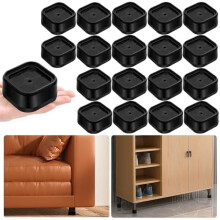 Lot de 18 rehausseurs de meubles réglables 1" à 3" noirs