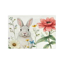 Sets de table de Pâques à motif lapin, en lin, lot de 4