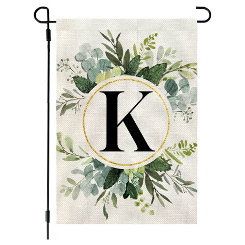 Drapeau de jardin Darzheoy Initial 12x18 pouces double face