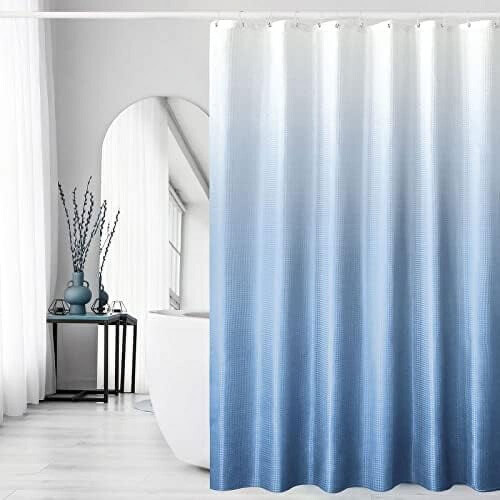Perdea de duș cu model Waffle, 183x218 cm, albastru ombre