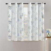 Akvarellblomstergardiner, polyester, 2 paneler