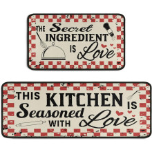 Lot de 2 tapis de cuisine Ă carreaux rouges et noirs