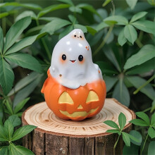 Décoration citrouille en résine pour couple d'Halloween, 9 x 5 cm