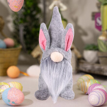 Muñeco de conejo gris sin rostro para decoración de Pascua, 20 cm