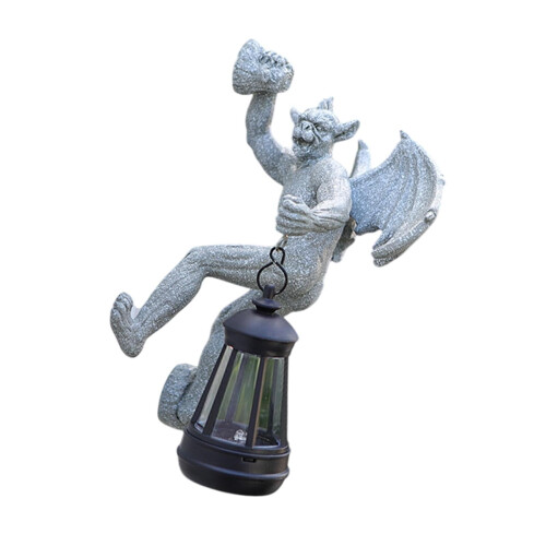 Bevingad Gargoyle Solar Garden Staty Grå