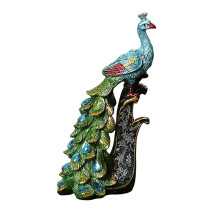 Pfauenfigur aus Kunstharz, dekorative Statue für Schreibtisch oder Regal