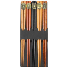 Ensemble de baguettes japonaises en bois – 5 paires, couleurs assorties