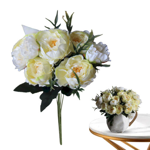 Buquê artificial de peônias com hortênsias – 29 cm, 5 vasos.