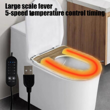 Housse de siège de toilette chauffante USB – Polaire douce, lavable,