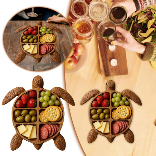 Bandeja de madera con forma de tortuga, 20 cm.