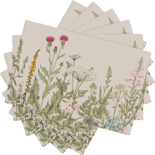 Set van 6 linnen placemats met aquarel bosmotief, 30x45 cm
