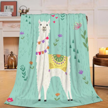 Couverture en flanelle à motif lama 152 x 203 cm