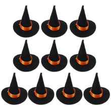 Lot de 10 mini chapeaux de sorcière en feutre noir