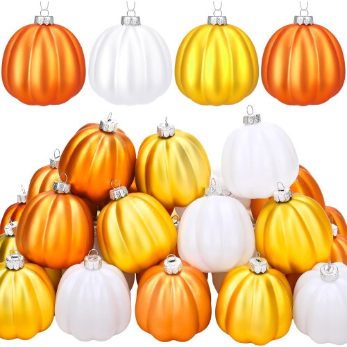 24 Pack Orange Pumpkin Hanging Ornaments