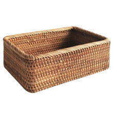 Panier de rangement en rotin tressé à la main, marron, taille S (20 x 14 x 7 cm)