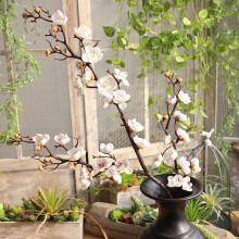 Bouquet de fleurs de prunier artificielles blanches en soie