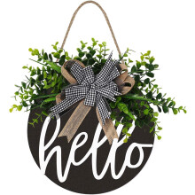 Houten welkomstbord 12x12 inch rond voordeurdecoratie