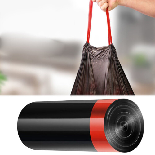 10-gallons soppåsar med dragsnöre – svarta, 15-pack