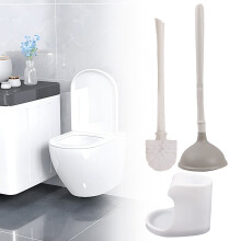 Brosse et ventouse de toilette en silicone combinées