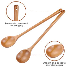 2 cuillères de cuisine en bois à long manche, 33 cm