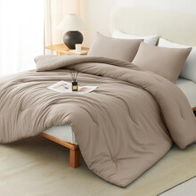 Ensemble de couette kaki pour lit queen, 3 pièces en microfibre