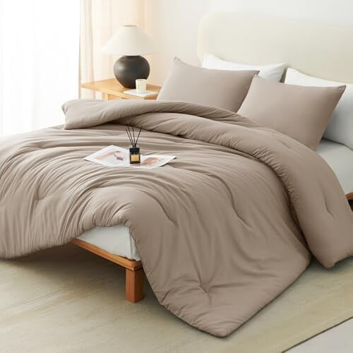 Ensemble de couette kaki pour lit queen, 3 pièces en microfibre