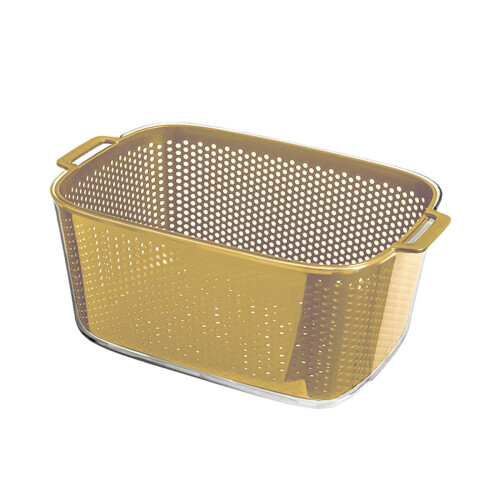 Cesta de drenaje de doble capa con tapa, plástico amarillo. 1