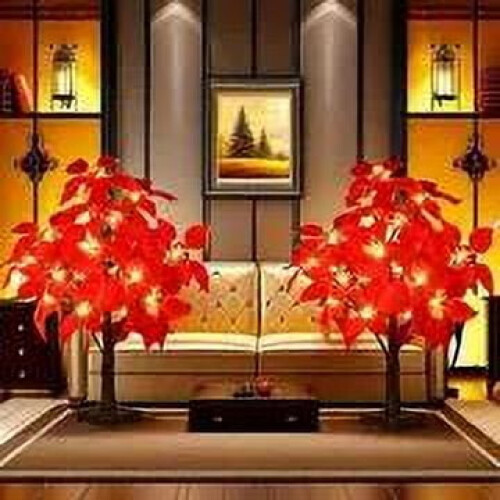 Artificial Poinsettia Tree with Warm White Lights 1