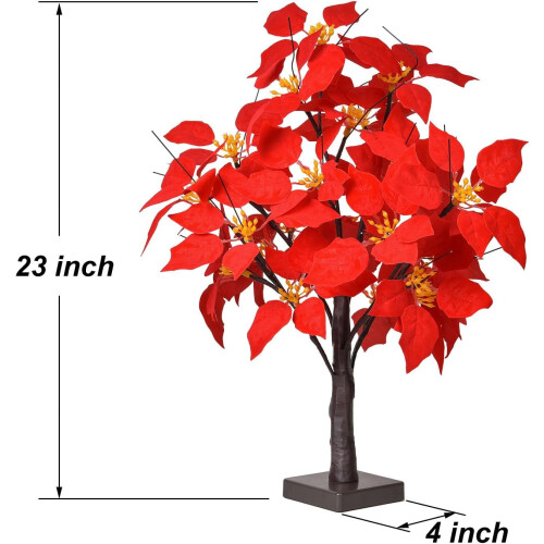 Artificial Poinsettia Tree with Warm White Lights 2