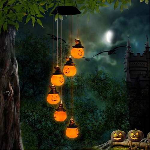 Solar LED Halloween wind chime light outdoor decor 1