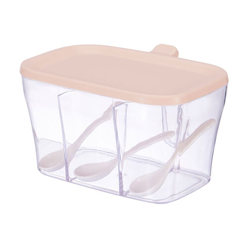 Boîte à épices avec cuillère, 3 compartiments, en plastique 1