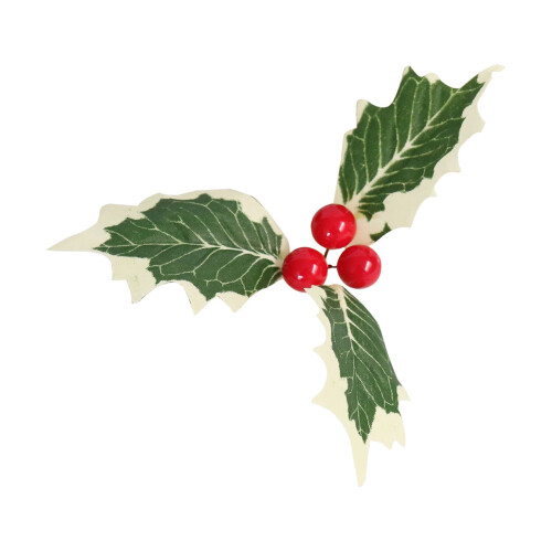 Ronds de serviette de Noël en forme de houx – Argent rustique, blanc et 1