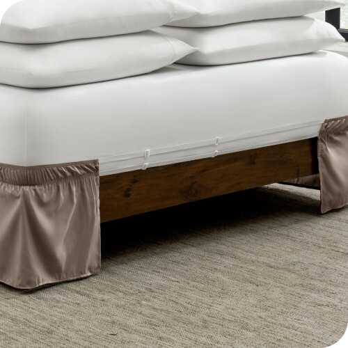Jupe de lit Bare Home ajustable et enveloppante, format King - Taupe 2