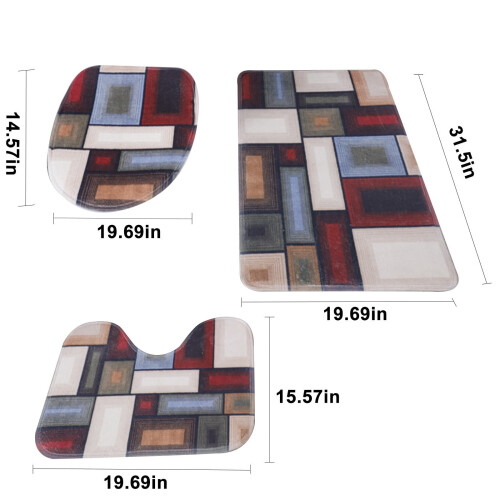 3-delige badkamertapijtset van antislip polyester 2