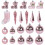 Christmas Tree Ornaments Set Pink Shatterproof Plastic 21pcs 3